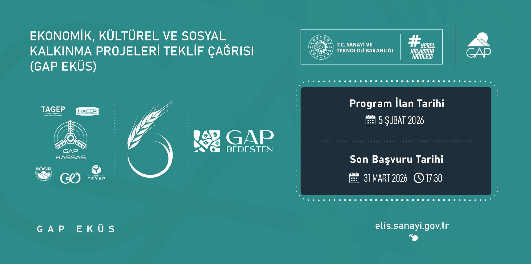 GAP Ekonomik, Kültürel ve Sosyal Kalkınma Projeleri (GAP EKÜS) Proje Başvuru Süresi Uzatıldı