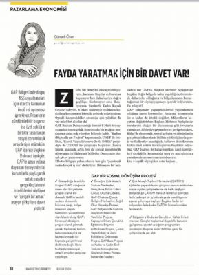 GAP İdaresi Başkan Vekili Mehmet Açıkgöz'ün Marketing Türkiye Dergisi Kasım Sayısı Röportajı