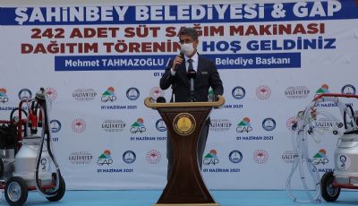 242 Adet Süt Sağım Makinesi Gaziantep'te Üreticilere Dağıtıldı