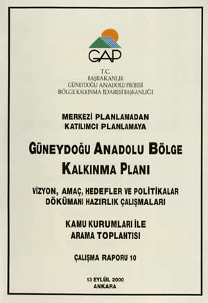 Güneydoğu Anadolu Bölge Kalkınma Planı 13 Eylül 2000 Ankara