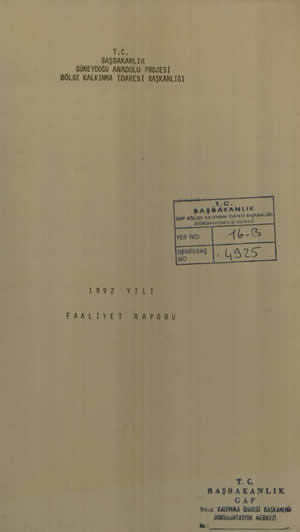 1992 Yılı Faaliyet Raporu