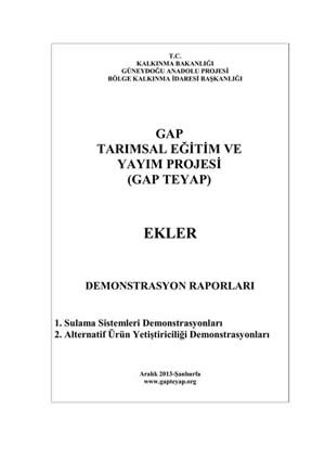 GAP TEYAP Demonstrasyon Raporları GAP TEYAP Demonstrasyon Raporları