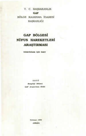 GAP Bölgesi Nüfus Hareketleri Araştırması ( Yöneticiler İçin Özet )