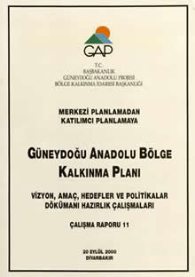 Güneydoğu Anadolu Bölge Kalkınma Planı 20 Eylül 2000 Diyarbakır