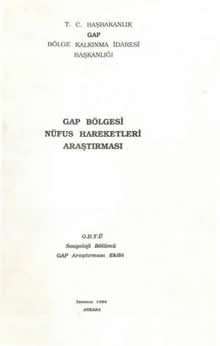 GAP Bölgesi Nüfus Hareketleri Araştırması