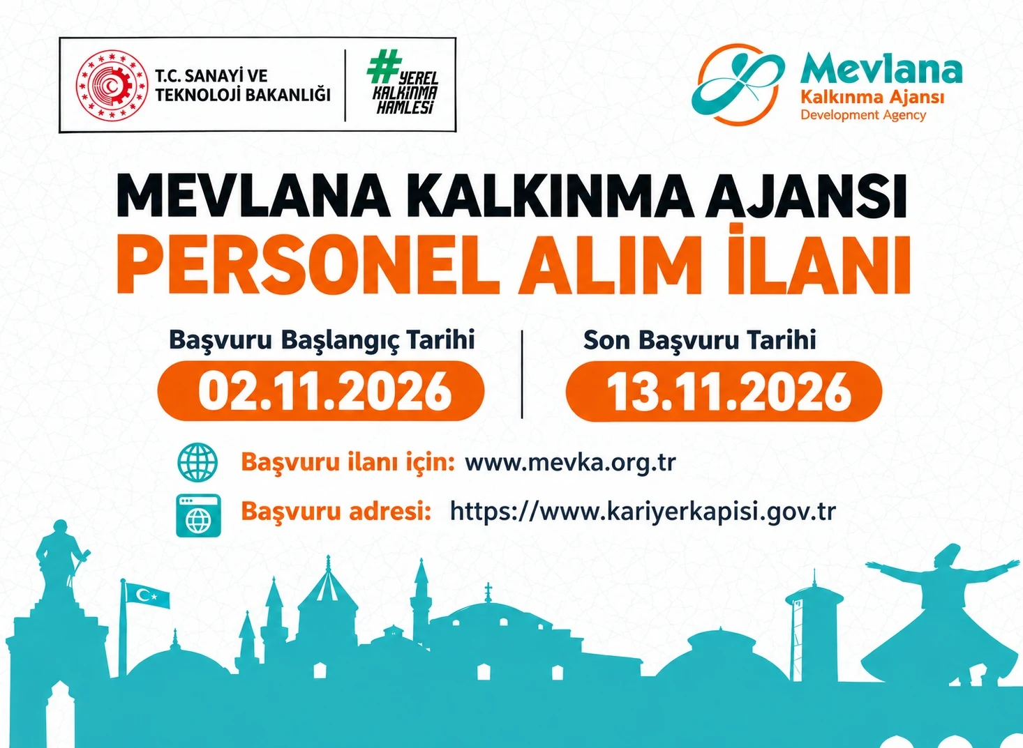 T.C. Mevlana Kalkınma Ajansı Personel Alım İlanı