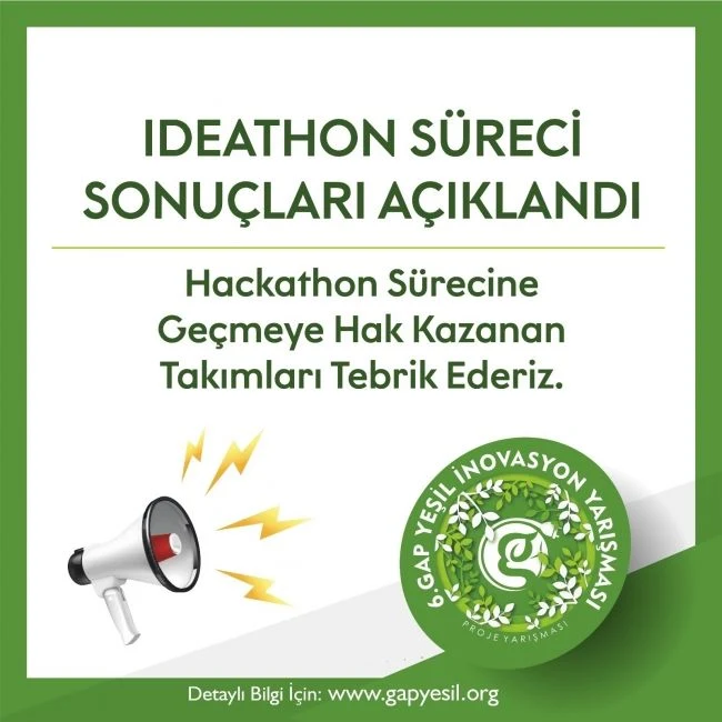 6. GAP Yeşil İnovasyon Proje Yarışması'nda HACKATHON'a Katılacak Projeler Belli Oldu
