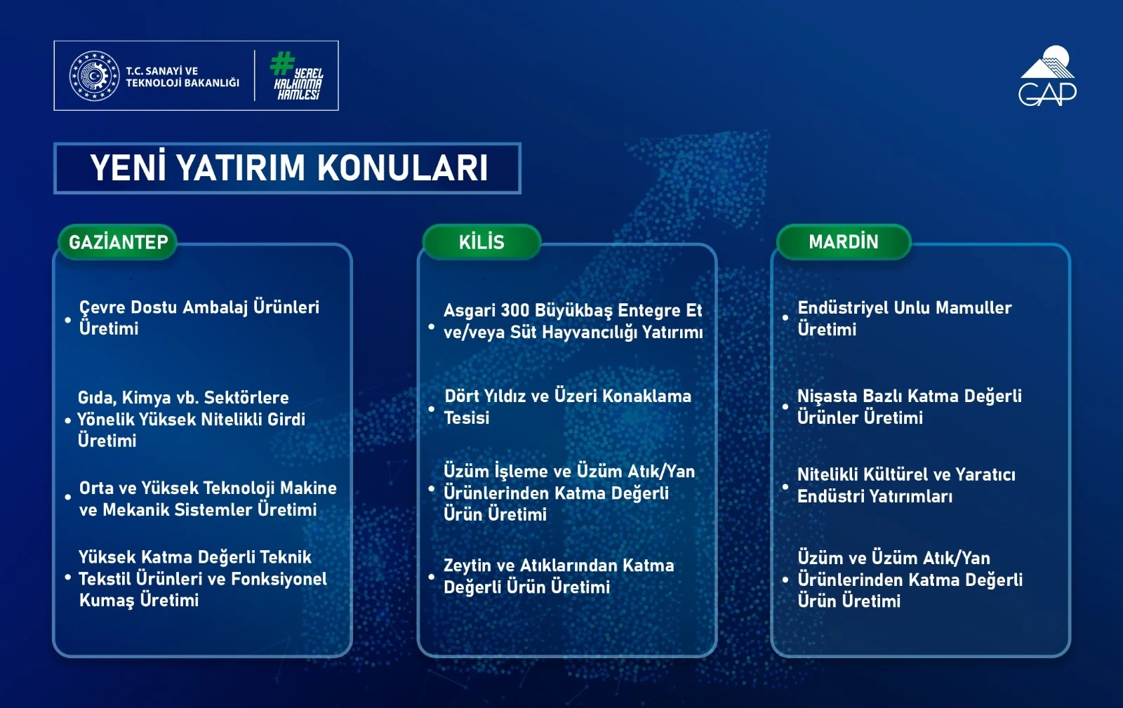 2026 Yılı Yerel Kalkınma Hamlesi Teşvik Programı GAP Bölgesi Yatırım Konuları Yayımlandı