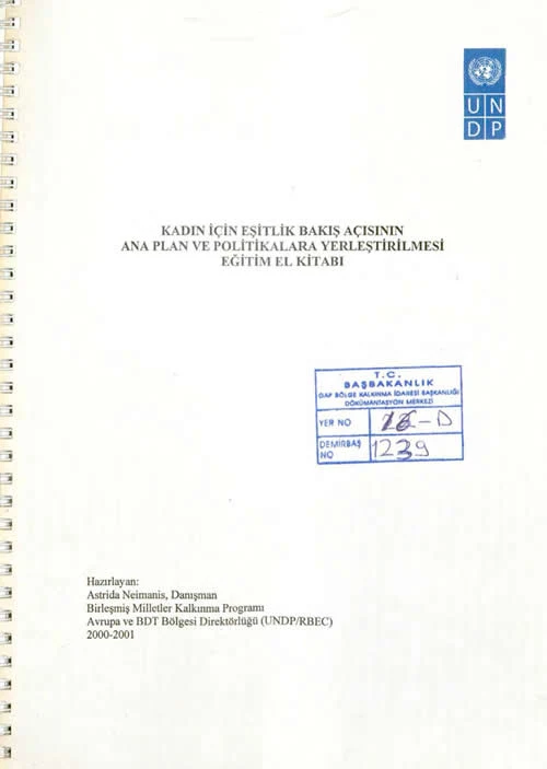 Kadın İçin Eşitlik Bakış Açısının Ana Plan ve Politikalara Yerleştirilmesi Eğitim El Kitabı