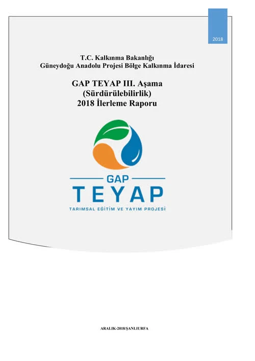 GAP TEYAP III. Aşama (Sürdürülebilirlik) 2018 İlerleme Raporu
