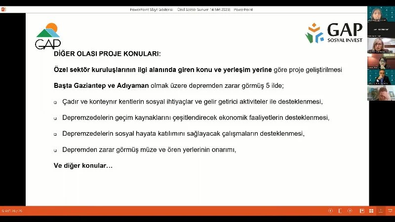 GAP Bölgesinde Sosyal ve Ekonomik Dayanıklılığın Artırılması-Kamu, Özel Sektör İş Birliği Uygulamaları Toplantısı Düzenlendi