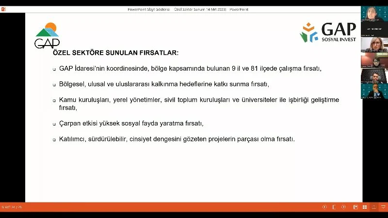GAP Bölgesinde Sosyal ve Ekonomik Dayanıklılığın Artırılması-Kamu, Özel Sektör İş Birliği Uygulamaları Toplantısı Düzenlendi