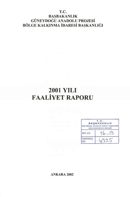 2001 Yılı Faaliyet Raporu