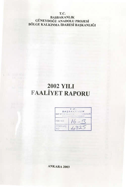2002 Yılı Faaliyet Raporu