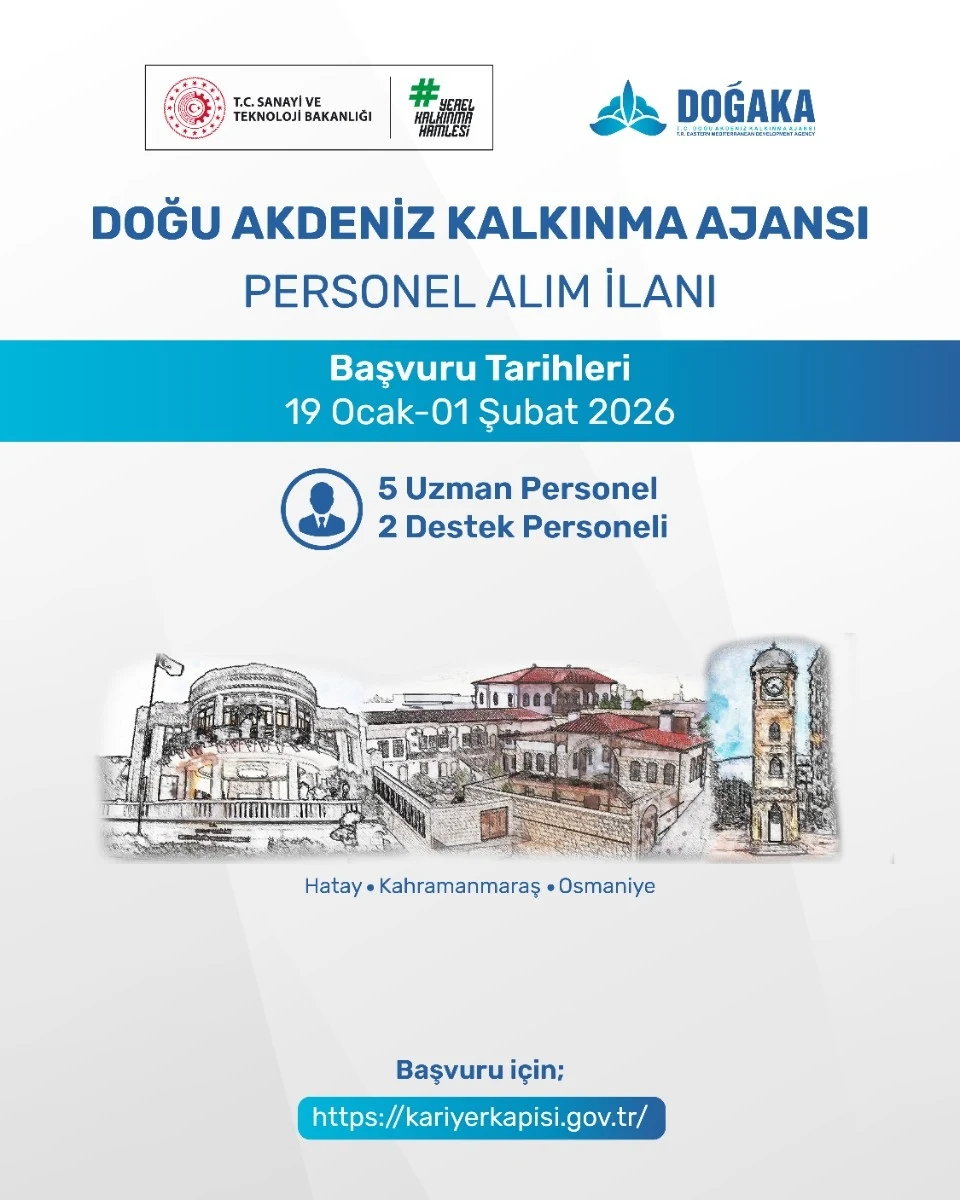 T.C. Doğu Akdeniz Kalkınma Ajansı Personel Alım İlanı