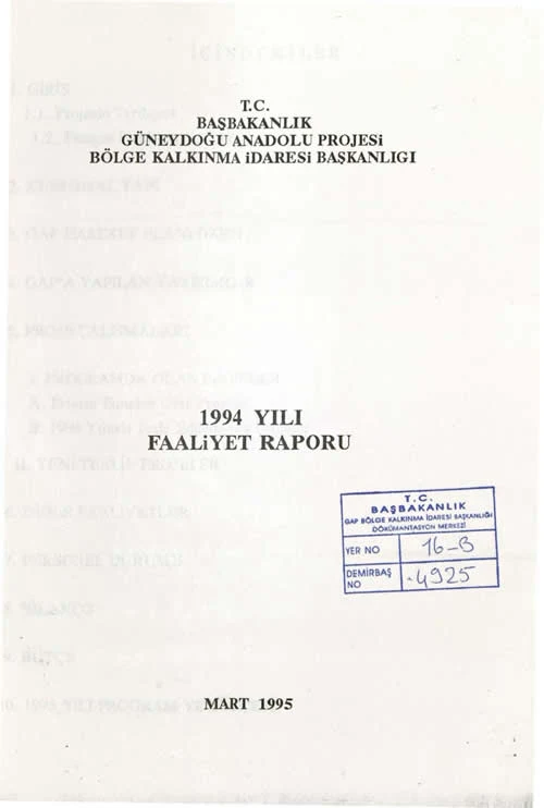1994 Yılı Faaliyet Raporu